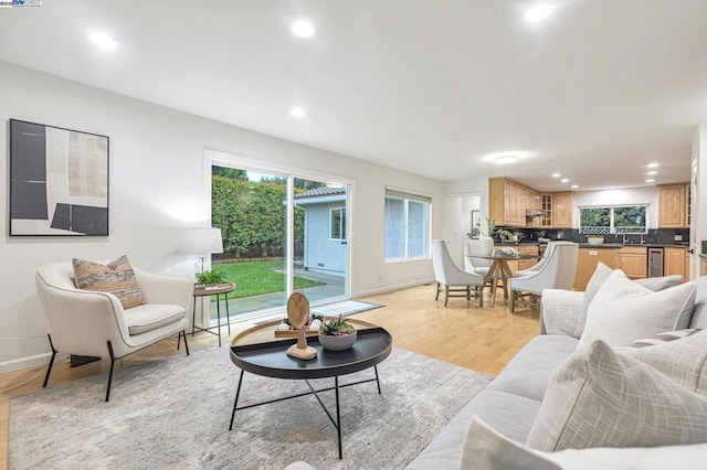 living room featuring light hardwood / wood-style flooring