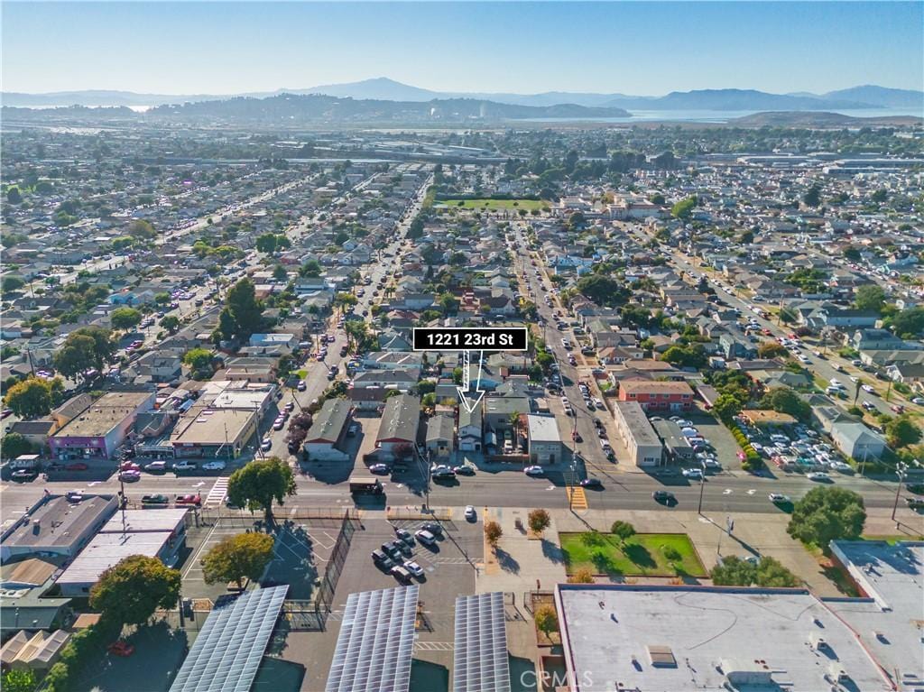 aerial view featuring a mountain view