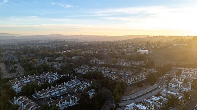 view of aerial view at dusk