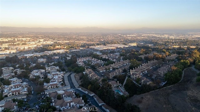 view of aerial view at dusk