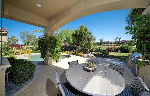 view of patio with area for grilling