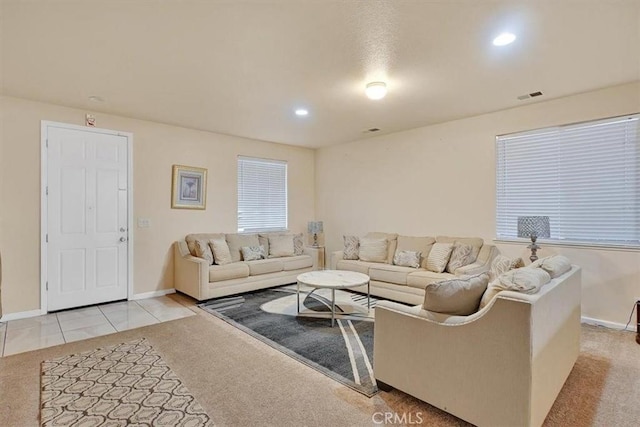 view of tiled living room