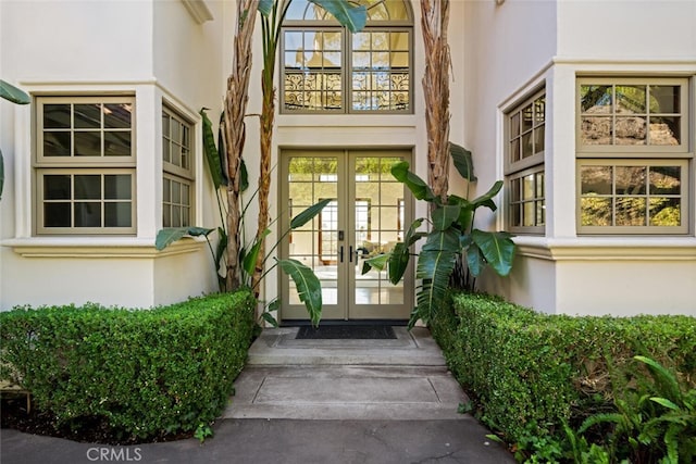 doorway to property with french doors