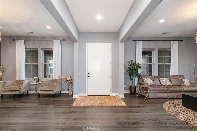 entrance foyer featuring dark hardwood / wood-style floors