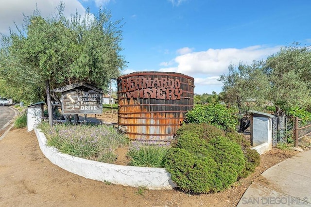 view of community sign