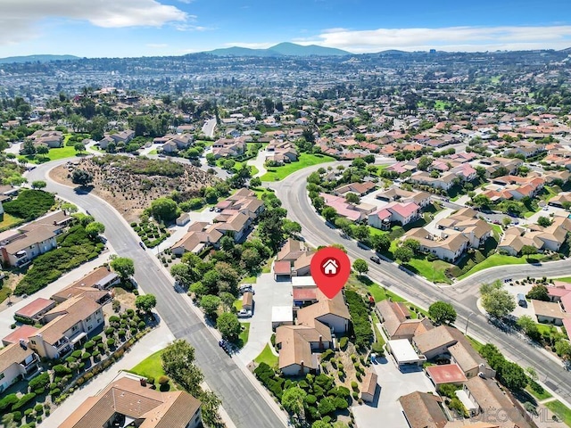 aerial view with a mountain view