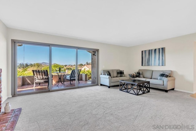 living room featuring carpet flooring