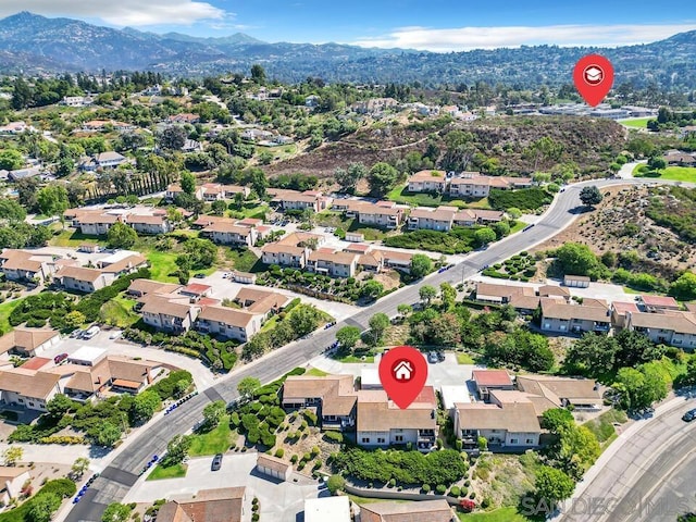 bird's eye view featuring a mountain view