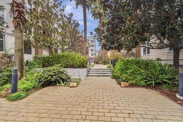 view of community with a patio