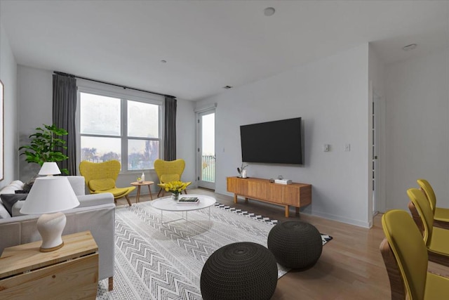 living room with light hardwood / wood-style floors