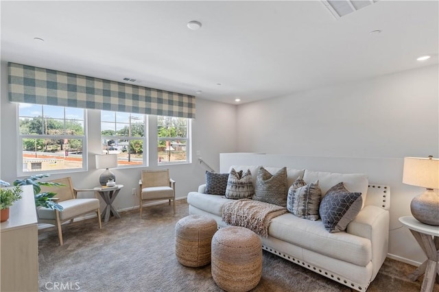 living room featuring carpet floors