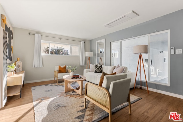 living room featuring light hardwood / wood-style floors