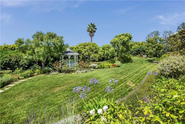 view of yard with a gazebo