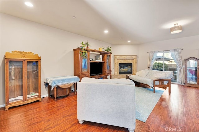 living room with hardwood / wood-style floors