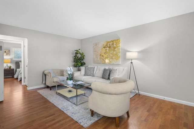 living room with wood-type flooring