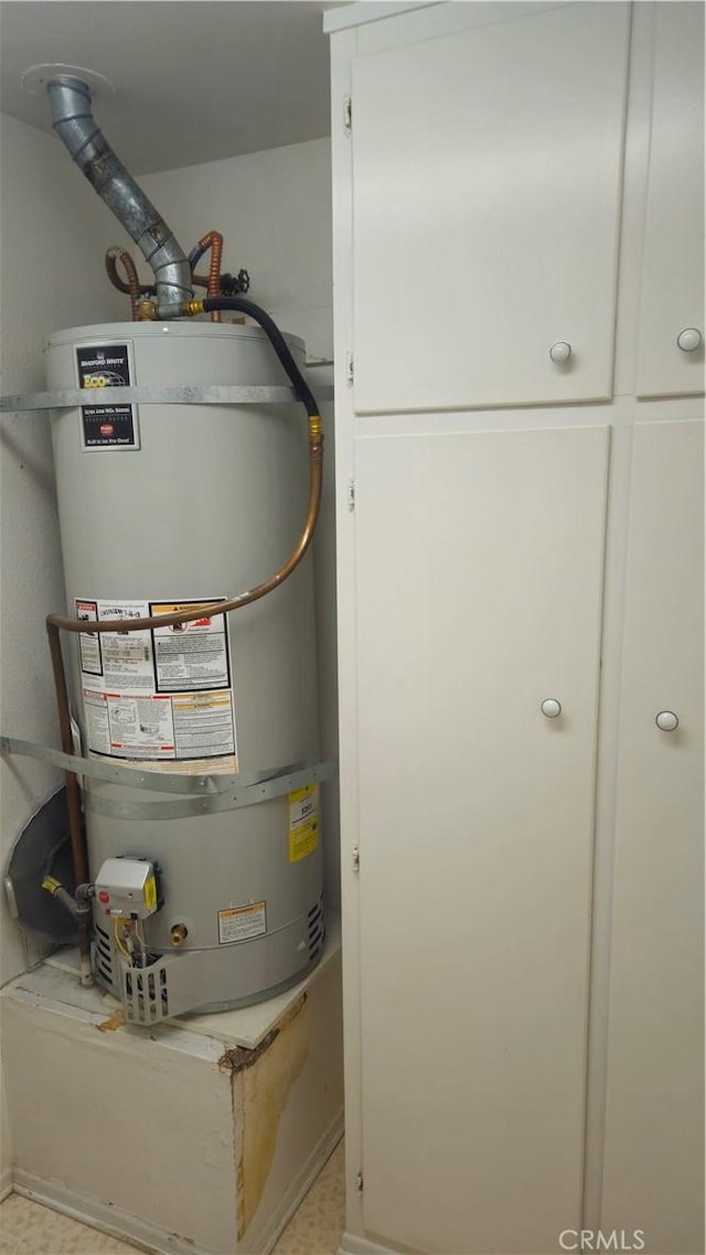 utility room with strapped water heater