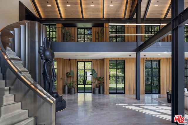 interior space with a balcony