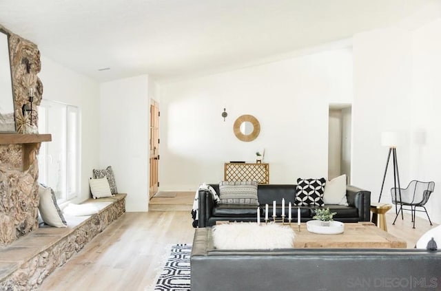 living room with wood-type flooring