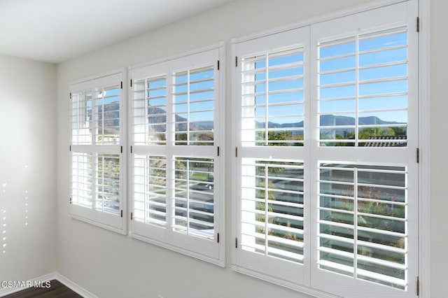 entryway featuring a mountain view and plenty of natural light