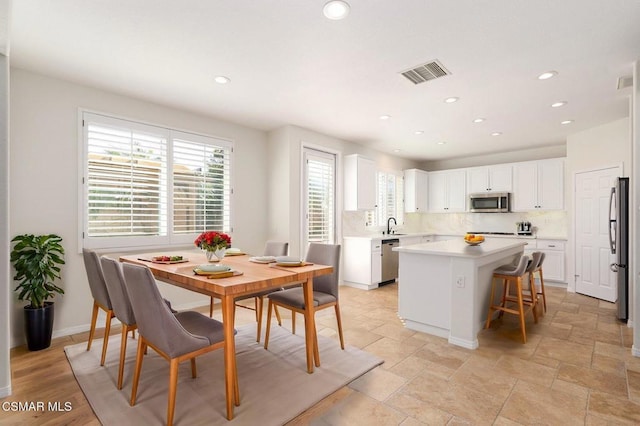 dining area with sink