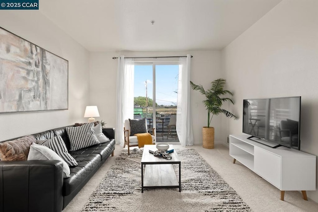 living room featuring carpet