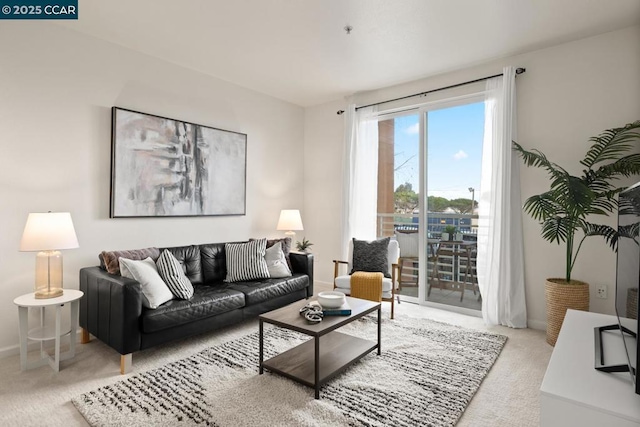 living room with carpet