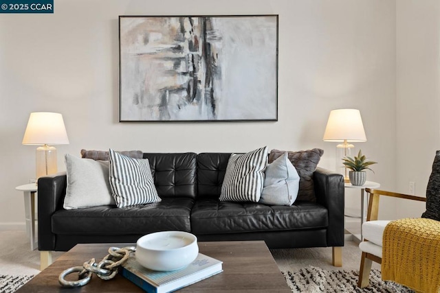 living room featuring carpet flooring