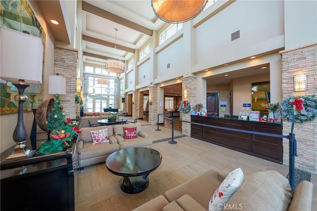 reception featuring ornate columns