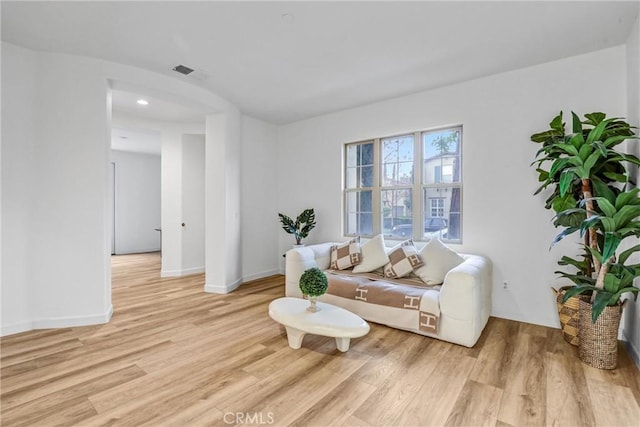 living room featuring light hardwood / wood-style floors