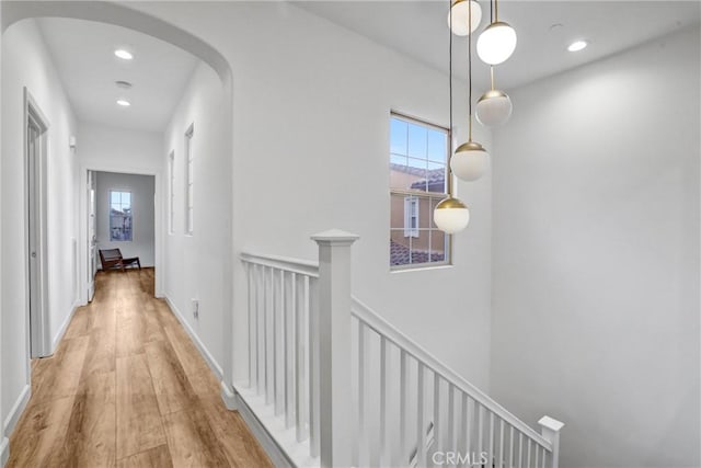 hall with light wood-type flooring