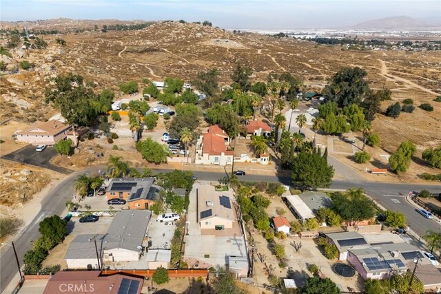 drone / aerial view featuring a mountain view