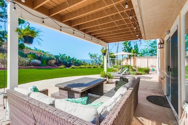 view of patio with an outdoor hangout area