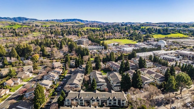 bird's eye view with a mountain view