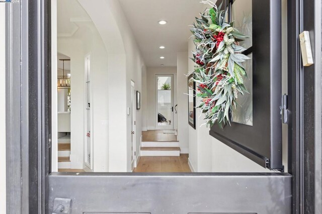 foyer entrance featuring light hardwood / wood-style floors