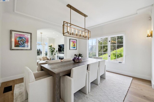 dining space featuring light hardwood / wood-style flooring