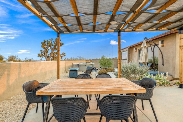 view of patio featuring a pergola