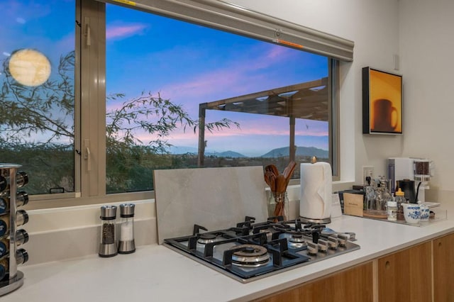 kitchen with stainless steel gas cooktop and a healthy amount of sunlight