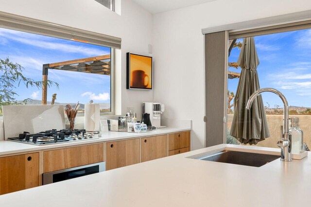 kitchen with sink and stainless steel gas cooktop