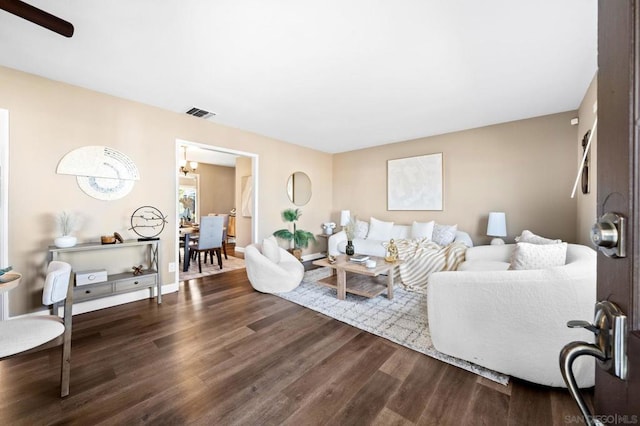 living room with wood-type flooring