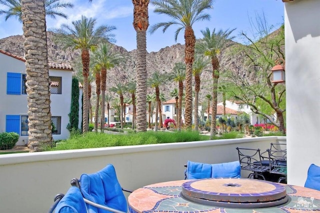 balcony with a mountain view