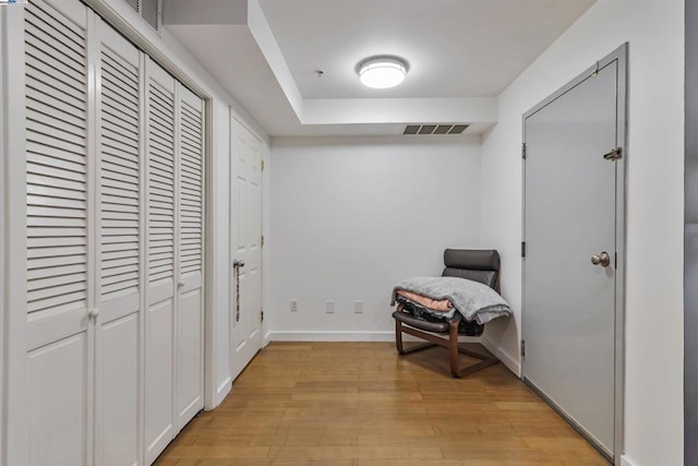 living area featuring light hardwood / wood-style flooring