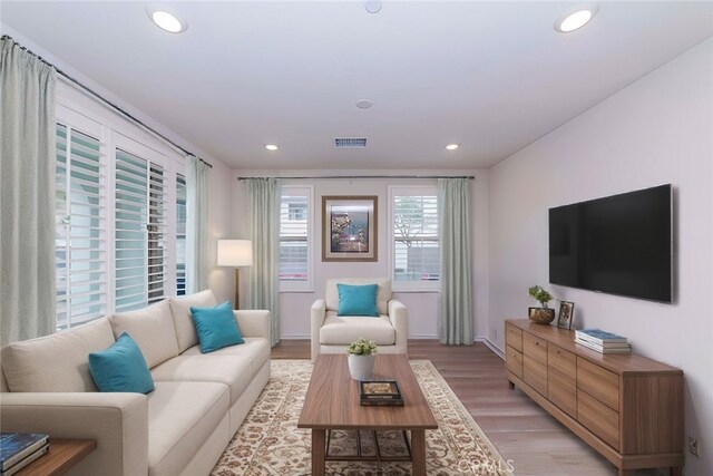 living room featuring light hardwood / wood-style floors