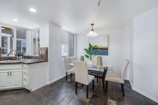 dining space with sink