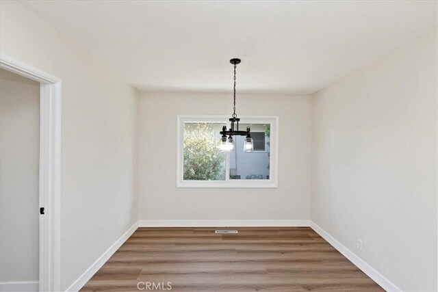 unfurnished dining area featuring wood-type flooring