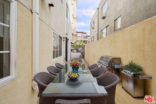 view of patio with a grill