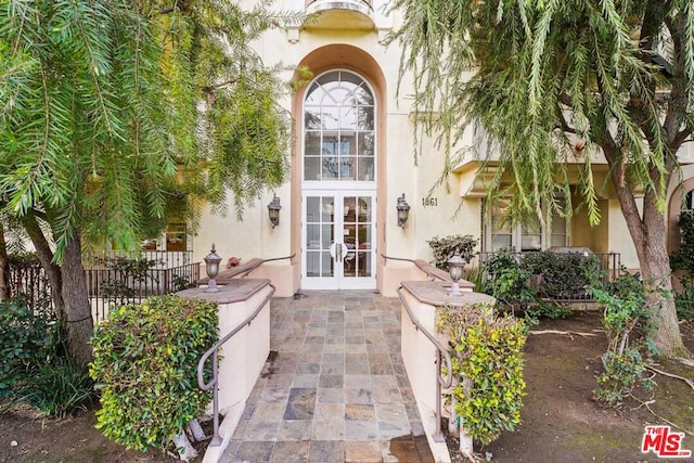 property entrance with french doors