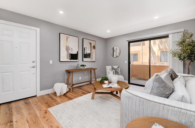 living room featuring light wood-type flooring