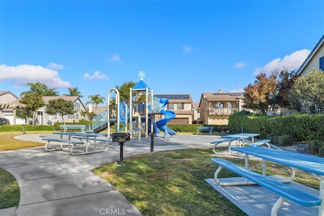 view of play area with a yard