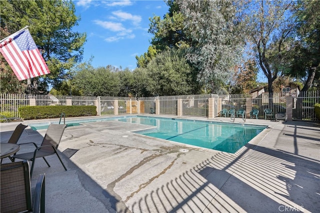 view of swimming pool featuring a patio