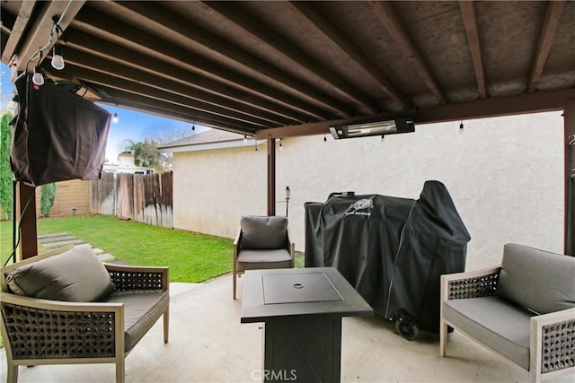 view of patio featuring an outdoor living space